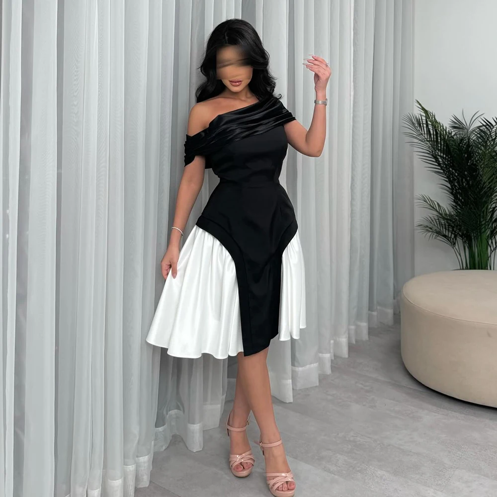 Customized Off the Shoulder Contrast Color Satin Evening Dress Sleeveless A-line Party Dress Knee Length Prom Gown For Women
Customized Off the Shoulder Contrast Color Satin Evening Dress Sleeveless A-line Party Dress Knee Length Prom Gown For Women