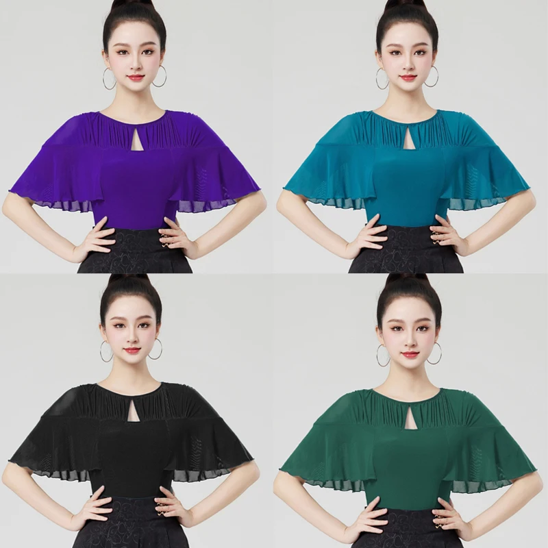 Новые топы для бальных танцев, сетчатый топ с рюшами, одежда для вальса, женская одежда для самбы, танго, стандартный танцевальный сценический костюм AMY2490
Новые топы для бальных танцев, сетчатый топ с рюшами, одежда для вальса, женская одежда для самбы, танго, стандартный танцевальный сценический костюм AMY2490