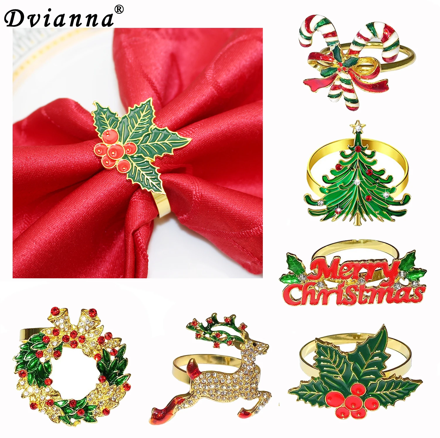 6Pcs Christmas Napkin Rings Deer Xmas Tree Wreath Rhinestone Napkin Holders for Holiday Christmas Wedding New Year Table Decor
6Pcs Christmas Napkin Rings Deer Xmas Tree Wreath Rhinestone Napkin Holders for Holiday Christmas Wedding New Year Table Decor