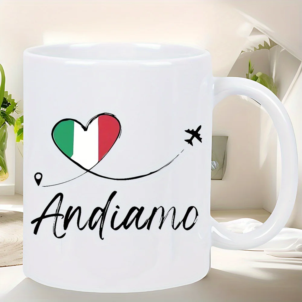 Andiamo Ceramic Coffee Mug - Insulated & Reusable Travel-Themed Design with Italian Flag Heart, Airplane & Map Symbols - Inspira
Andiamo Ceramic Coffee Mug - Insulated & Reusable Travel-Themed Design with Italian Flag Heart, Airplane & Map Symbols - Inspira