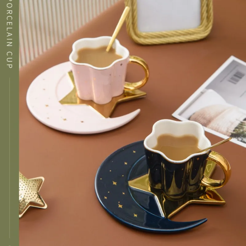 European Creative Stars and Moon Ceramic Coffee Cup Saucer Ceramic Drinking Cup Office Afternoon Tea Souvenir Gift
European Creative Stars and Moon Ceramic Coffee Cup Saucer Ceramic Drinking Cup Office Afternoon Tea Souvenir Gift
