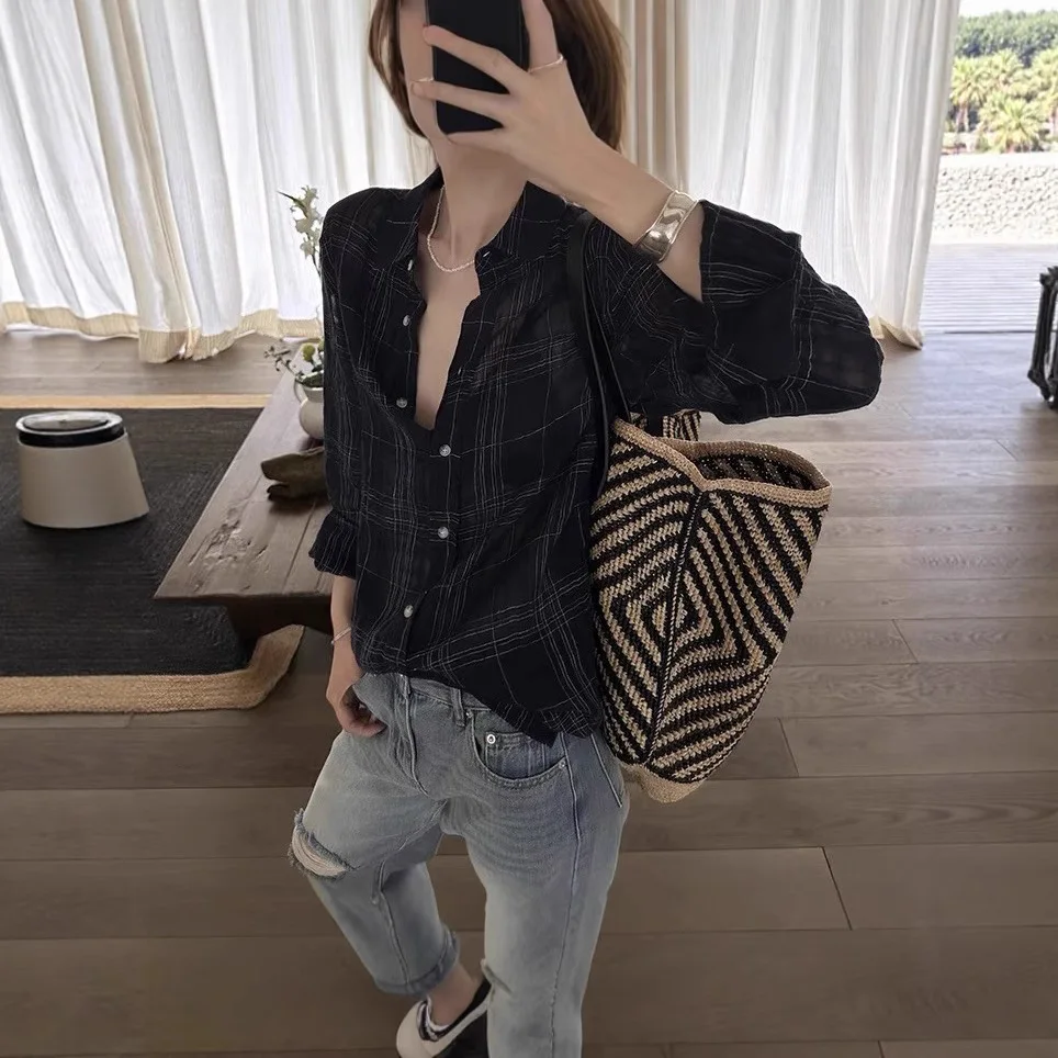 Lightweight Linen Plaid Shirt Women's Summer 2025 New Style Casual Fashion Sun Protection Open Cardigan Long Sleeve Blouse
Lightweight Linen Plaid Shirt Women's Summer 2025 New Style Casual Fashion Sun Protection Open Cardigan Long Sleeve Blouse