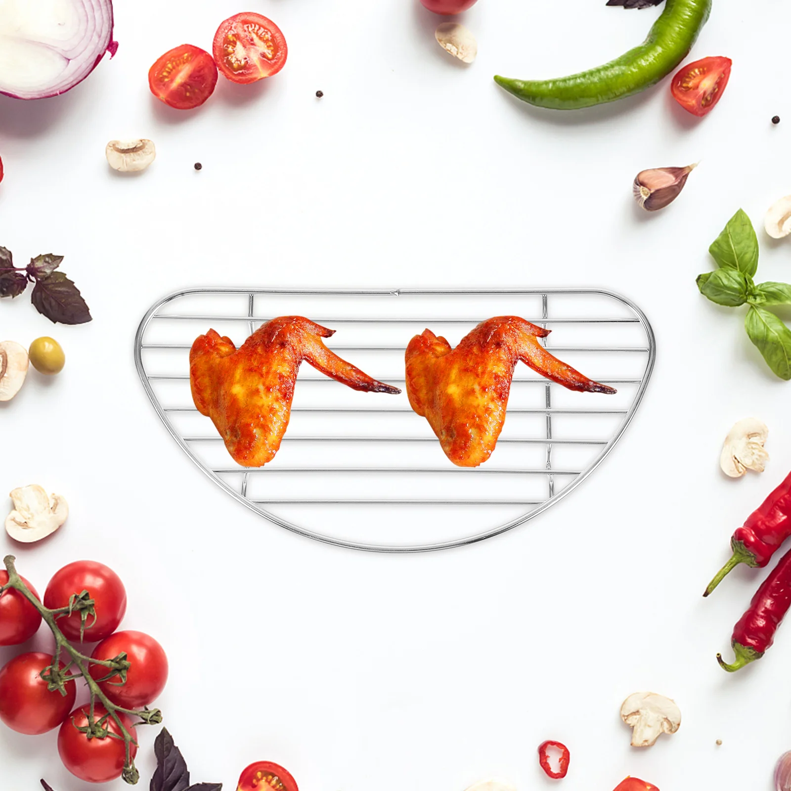 Stainless Steel Barbecue Rack Semi-Circular Multifunctional Oil Drain Cooling Baking Oven Grill Roasting Rack Baking Accessories
Stainless Steel Barbecue Rack Semi-Circular Multifunctional Oil Drain Cooling Baking Oven Grill Roasting Rack Baking Accessories