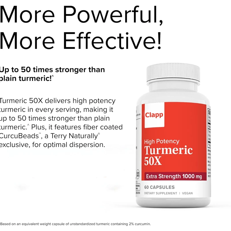 Natural Turmeric 50X -60 Capsules - Super Formula - Vegetarian, Non GMO -1 Month Supply
Natural Turmeric 50X -60 Capsules - Super Formula - Vegetarian, Non GMO -1 Month Supply