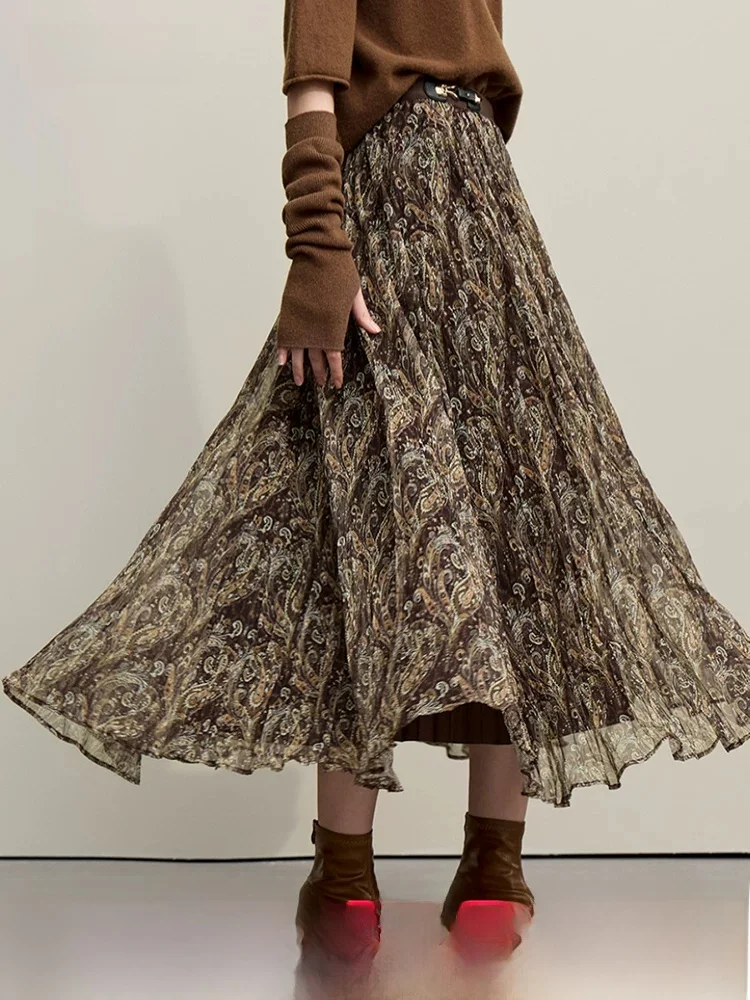Retro Floral Print Long Skirt Semi-Body Gauze Pleated Crepe Skirt Spring 2026 Women's Casual Commute Straight H-Shape Skirt
Retro Floral Print Long Skirt Semi-Body Gauze Pleated Crepe Skirt Spring 2026 Women's Casual Commute Straight H-Shape Skirt
