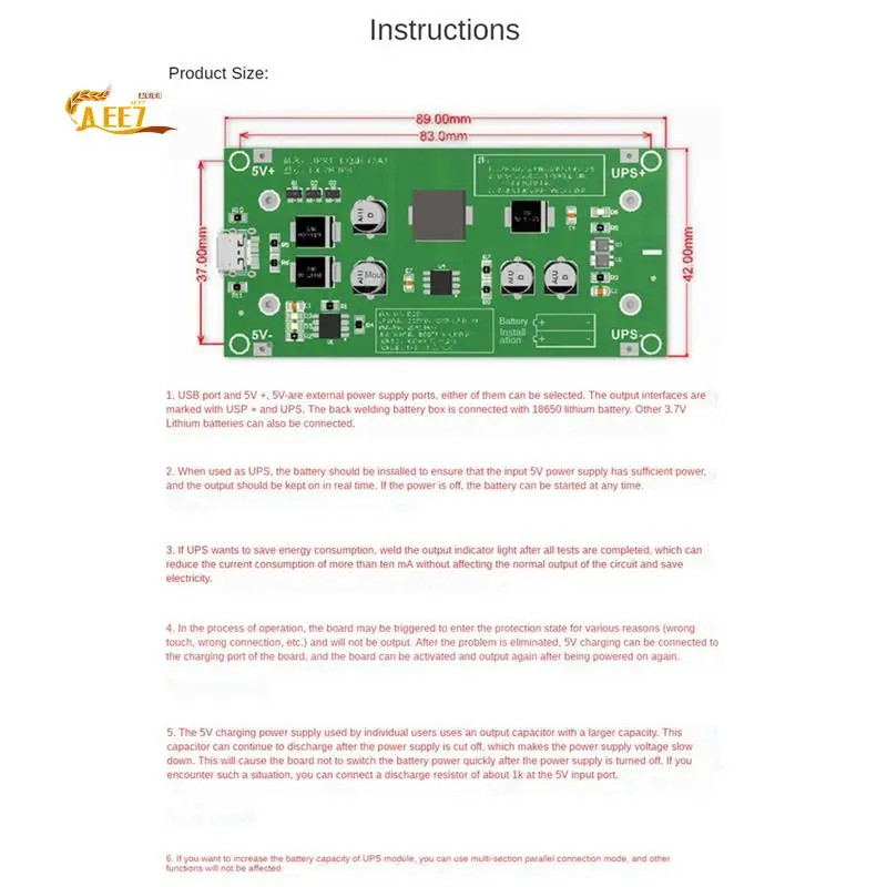 AEE7-Type-C 15 Вт 3A 18650 Модуль зарядного устройства для литиевой батареи DC-DC Step Up Booster Быстрая зарядка Преобразователь источника питания ИБП
AEE7-Type-C 15 Вт 3A 18650 Модуль зарядного устройства для литиевой батареи DC-DC Step Up Booster Быстрая зарядка Преобразователь источника питания ИБП