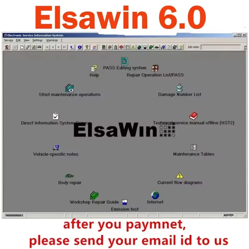 Latest ElsaWin 6.0 Software Version for V-W For A-udi For Sk-oda For S-eat auto repair software Elsa Win 6.0 Wiring diagra
Latest ElsaWin 6.0 Software Version for V-W For A-udi For Sk-oda For S-eat auto repair software Elsa Win 6.0 Wiring diagra