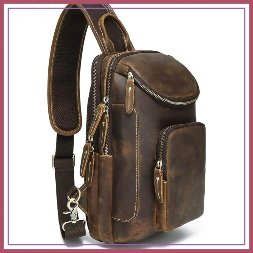 Vintage Full Grain Leather Sling Bag Crossbody Chest Daypack
Vintage Full Grain Leather Sling Bag Crossbody Chest Daypack
