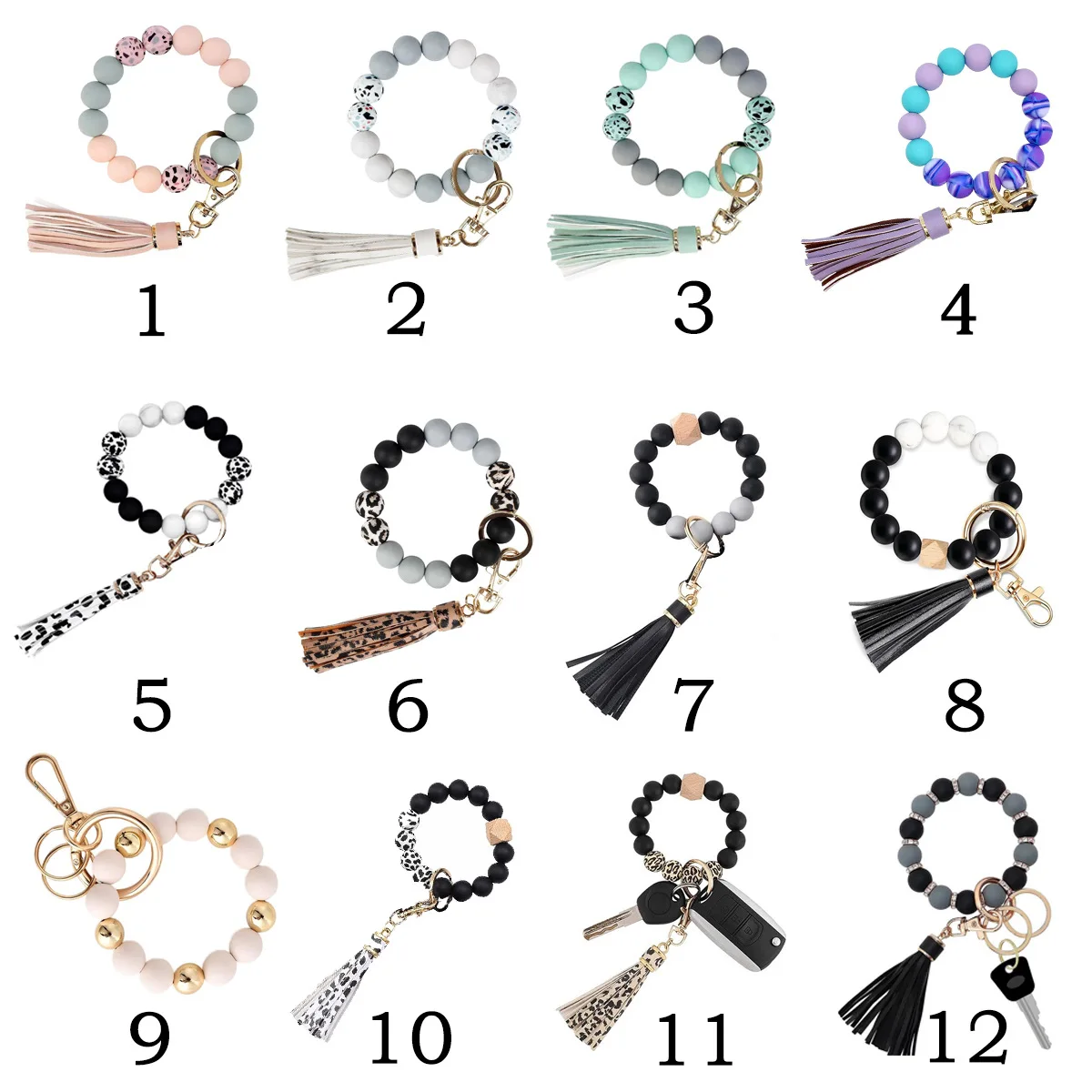 Silicone Bead Bracelet Beech Leather PU Leather Fringed Keychain Pendant for Women Bag Pendant Silicone Bead Keyring
Silicone Bead Bracelet Beech Leather PU Leather Fringed Keychain Pendant for Women Bag Pendant Silicone Bead Keyring