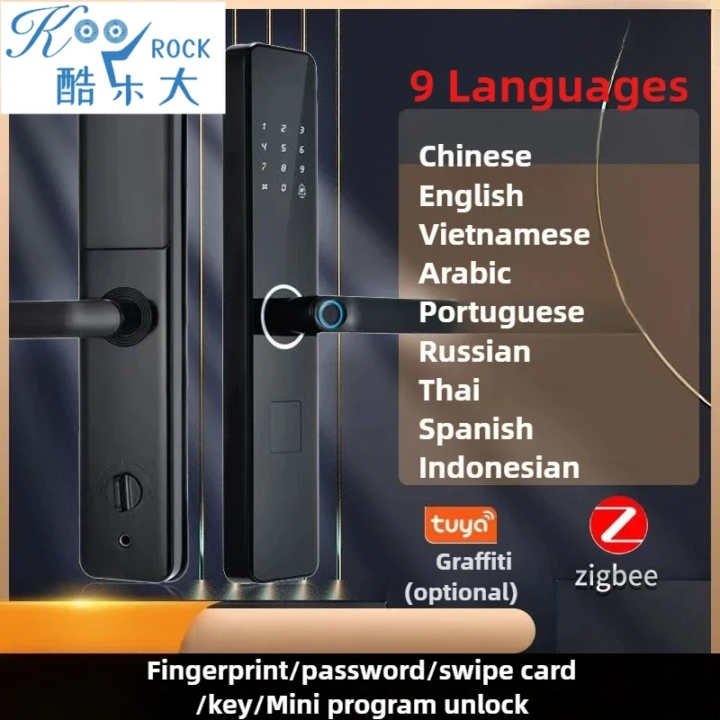 Multilingual Smart Lock with Fingerprint/Password/Key & Remote Access for Rental Apartments/Home Security -10 Languages
Multilingual Smart Lock with Fingerprint/Password/Key & Remote Access for Rental Apartments/Home Security -10 Languages