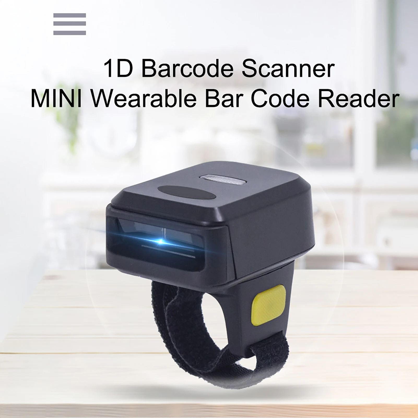 Barcode Scanner Portable Finger Handheld Wearable Ring Bar Reader BT+2.4G Wireless and Wired Connection with Offline Storage