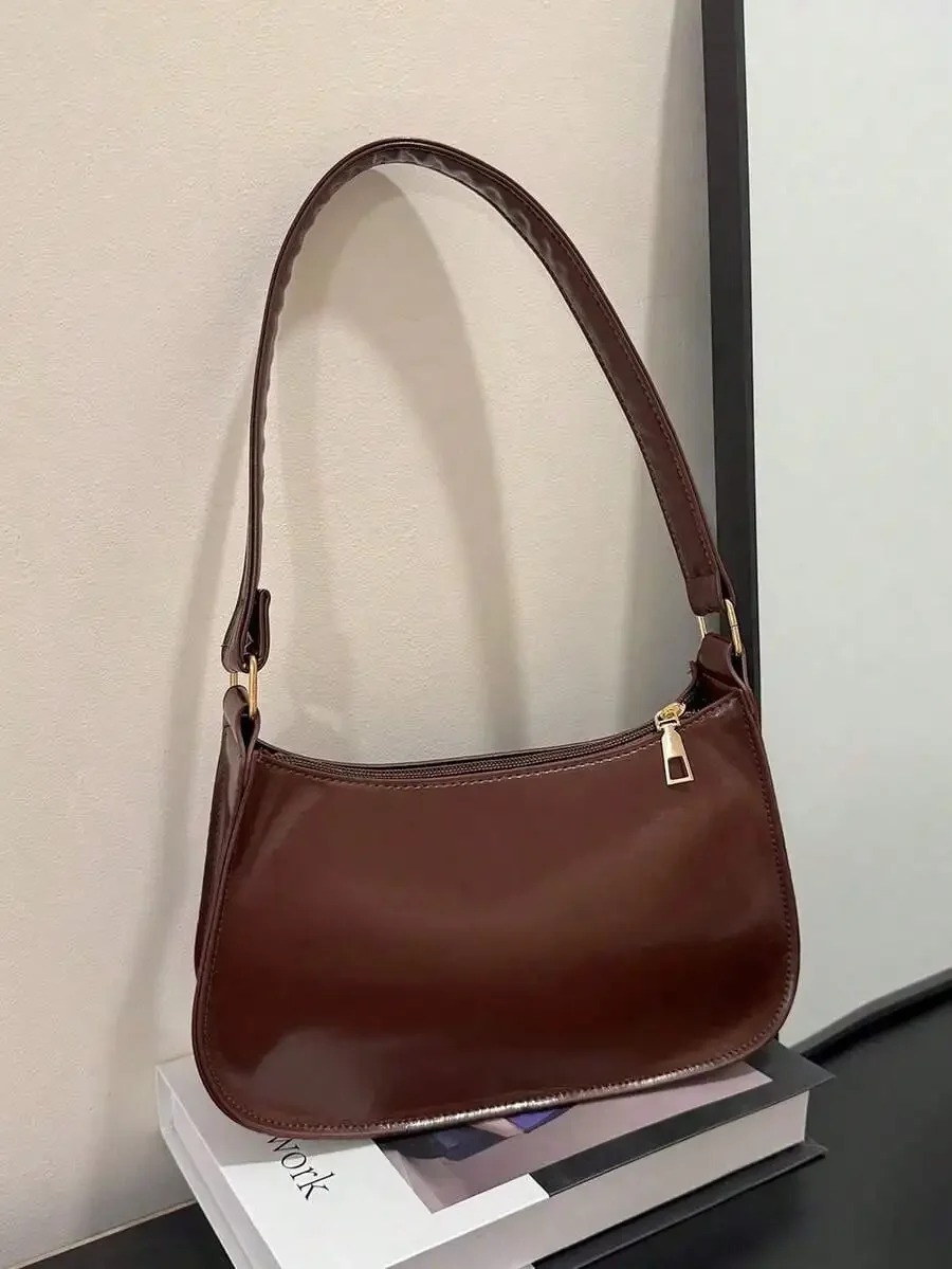 Solid Color Minimalist Zipper Shoulder Bag, Fashionable Crescent-Shaped Bag, Zipper Shoulder Bag, Faux Leather Solid Color Walle
Solid Color Minimalist Zipper Shoulder Bag, Fashionable Crescent-Shaped Bag, Zipper Shoulder Bag, Faux Leather Solid Color Walle