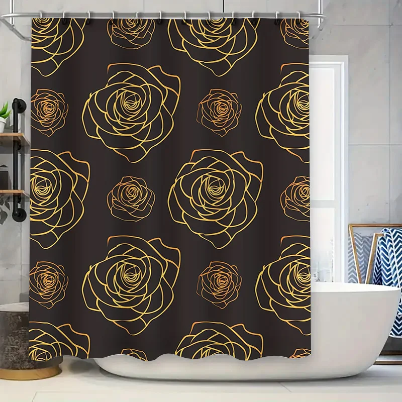 Занавеска для душа с золотой розой, роскошный декор для ванной комнаты для дома, отеля, водонепроницаемая ткань, современный дизайн, идея украшения 
Занавеска для душа с золотой розой, роскошный декор для ванной комнаты для дома, отеля, водонепроницаемая ткань, современный дизайн, идея украшения