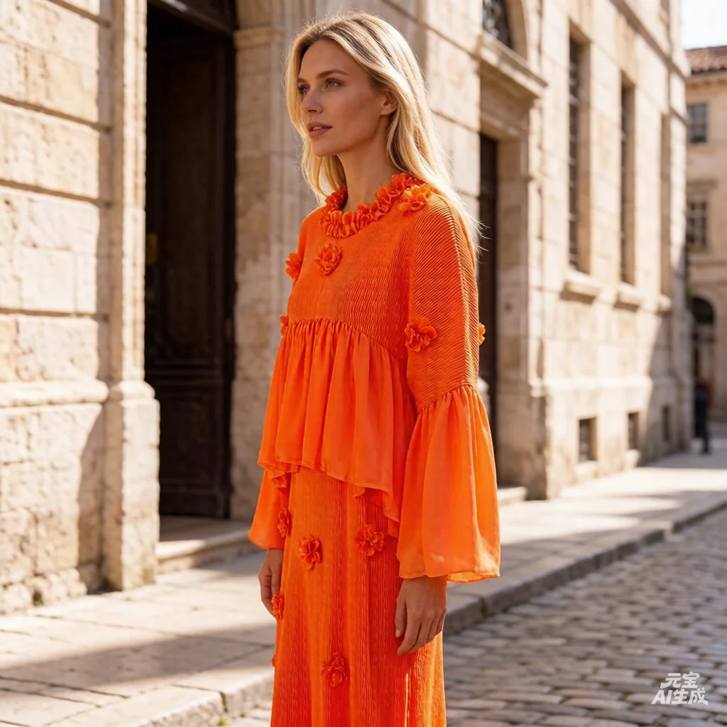 Miyake Pleated 2026 New Spring/Summer Collection: Bell-Sleeve Pleated Dress with Scalloped Hem Women's Floral Mid-Length Skirt
Miyake Pleated 2026 New Spring/Summer Collection: Bell-Sleeve Pleated Dress with Scalloped Hem Women's Floral Mid-Length Skirt