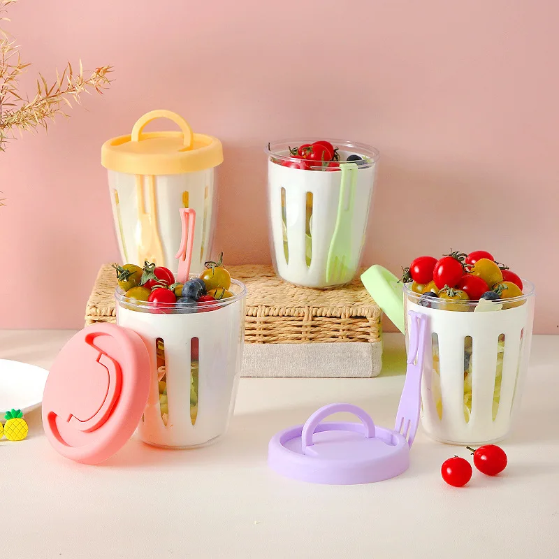 Salad Cup Instagram-style Breakfast Fruit Cup for Takeout and Picnic with Fork, Double-layer Draining Multi-purpose Plastic Cup
Salad Cup Instagram-style Breakfast Fruit Cup for Takeout and Picnic with Fork, Double-layer Draining Multi-purpose Plastic Cup