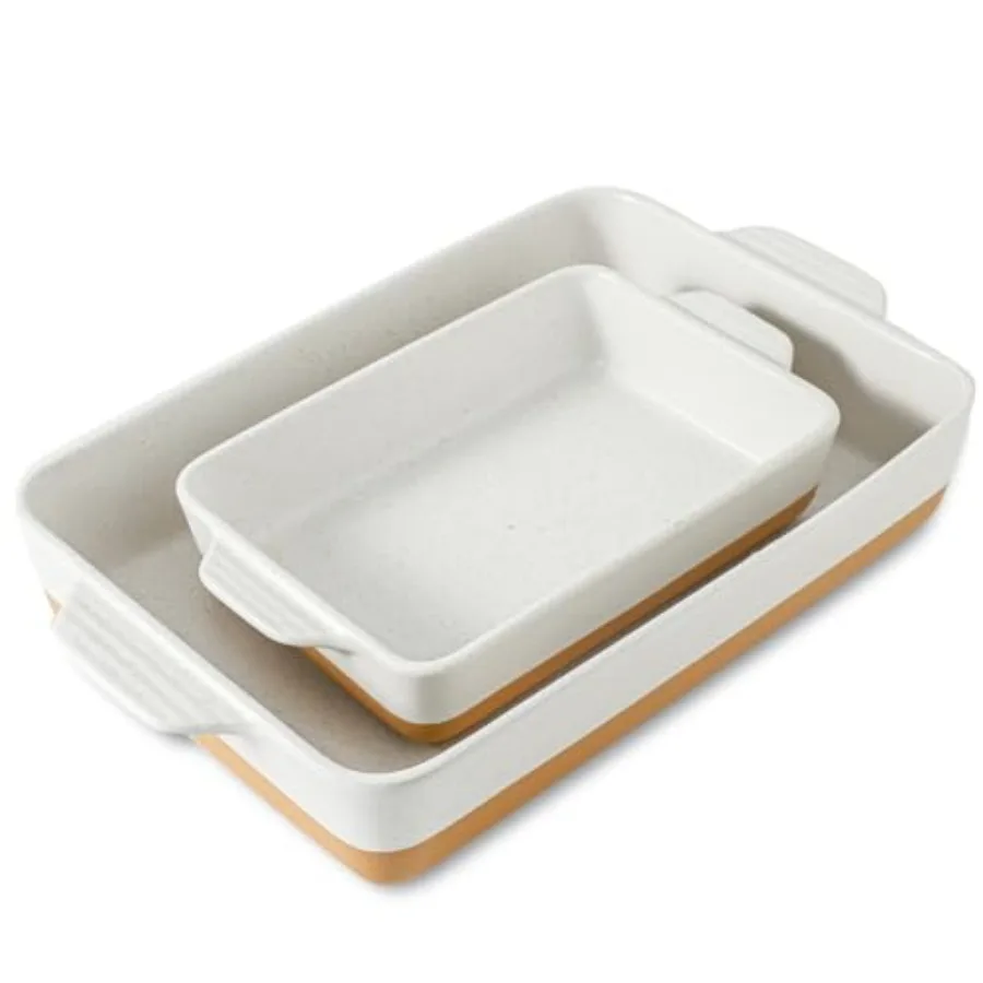 Ceramic Baking Casserole Dish with Handles Large 9x13 inch Pan and Middle Baking Pan - Porcelain Serving Bakeware Set
Ceramic Baking Casserole Dish with Handles Large 9x13 inch Pan and Middle Baking Pan - Porcelain Serving Bakeware Set
