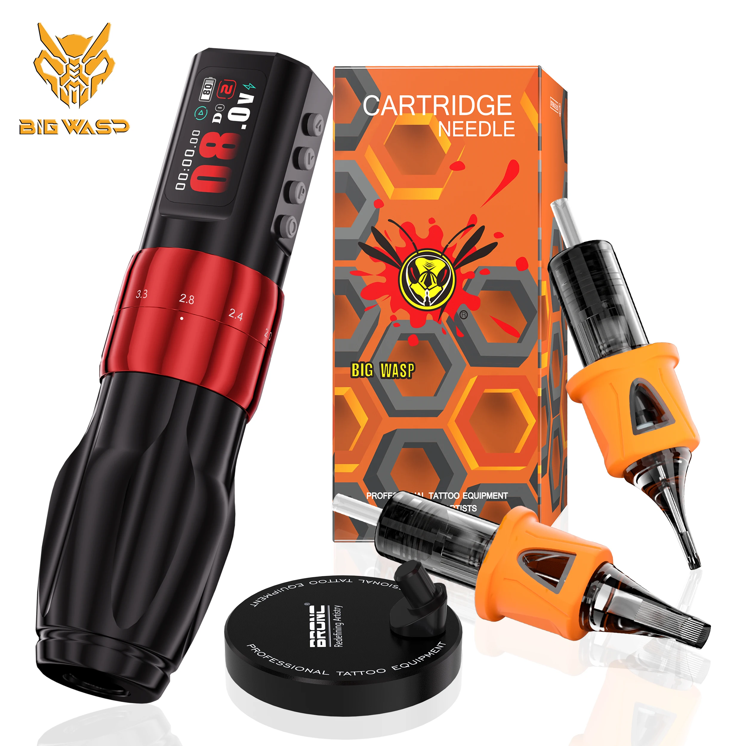 BIGWASP Wireless Tattoo Machine Kit 2.0-4.2mm Adjustable Stroke Coreless Motor With 20PC Silicone Cartridge Safety Tattoo Needle
BIGWASP Wireless Tattoo Machine Kit 2.0-4.2mm Adjustable Stroke Coreless Motor With 20PC Silicone Cartridge Safety Tattoo Needle