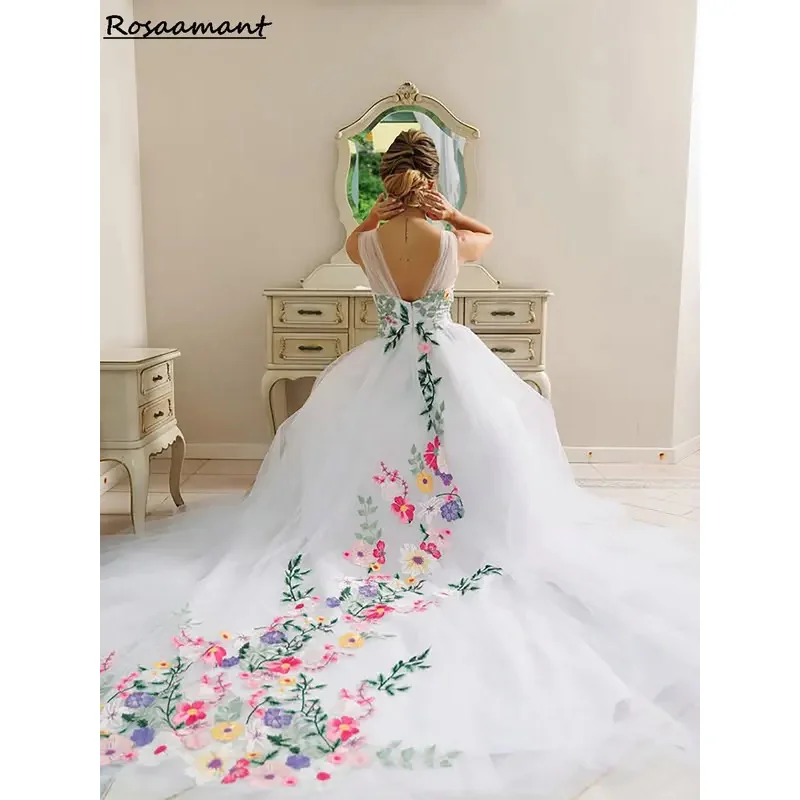 Romantic Floral Appliques Lace A-Line Wedding Dresses V-Neck Sleeveless Pleat Bridal Gowns Robe De Mariée
Romantic Floral Appliques Lace A-Line Wedding Dresses V-Neck Sleeveless Pleat Bridal Gowns Robe De Mariée