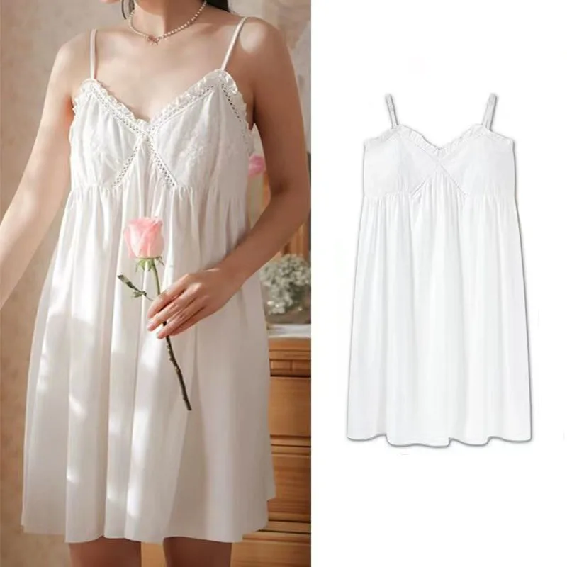 Summer Women Sexy Nightdreess With Chest Pad Solid Color Princess Nightgowns Female Sleeveless Sleepwear Casual Home Clohtes
Summer Women Sexy Nightdreess With Chest Pad Solid Color Princess Nightgowns Female Sleeveless Sleepwear Casual Home Clohtes