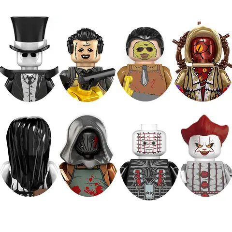 Halloween Horror Movie Terrible Leatherface Slender Man Midnight Ring Model Blocks Construction Building Brick Toys For Children