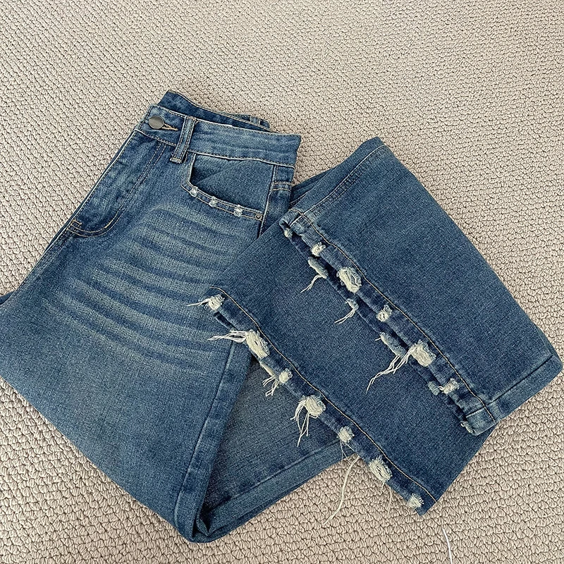 Американские винтажные рваные джинсы, женские осенние потертые свободные широкие брюки с высокой талией, прямые брюки, женские модные брюки
Американские винтажные рваные джинсы, женские осенние потертые свободные широкие брюки с высокой талией, прямые брюки, женские модные брюки