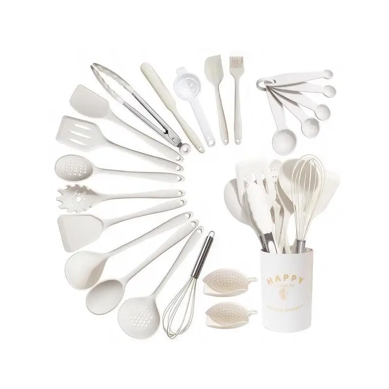 Silicone Turner Spatula Set, 22-Piece Heat-Resistant Kitchen Utensils for Cooking Fish, Eggs, Pancakes - White Silicone Tools
Silicone Turner Spatula Set, 22-Piece Heat-Resistant Kitchen Utensils for Cooking Fish, Eggs, Pancakes - White Silicone Tools