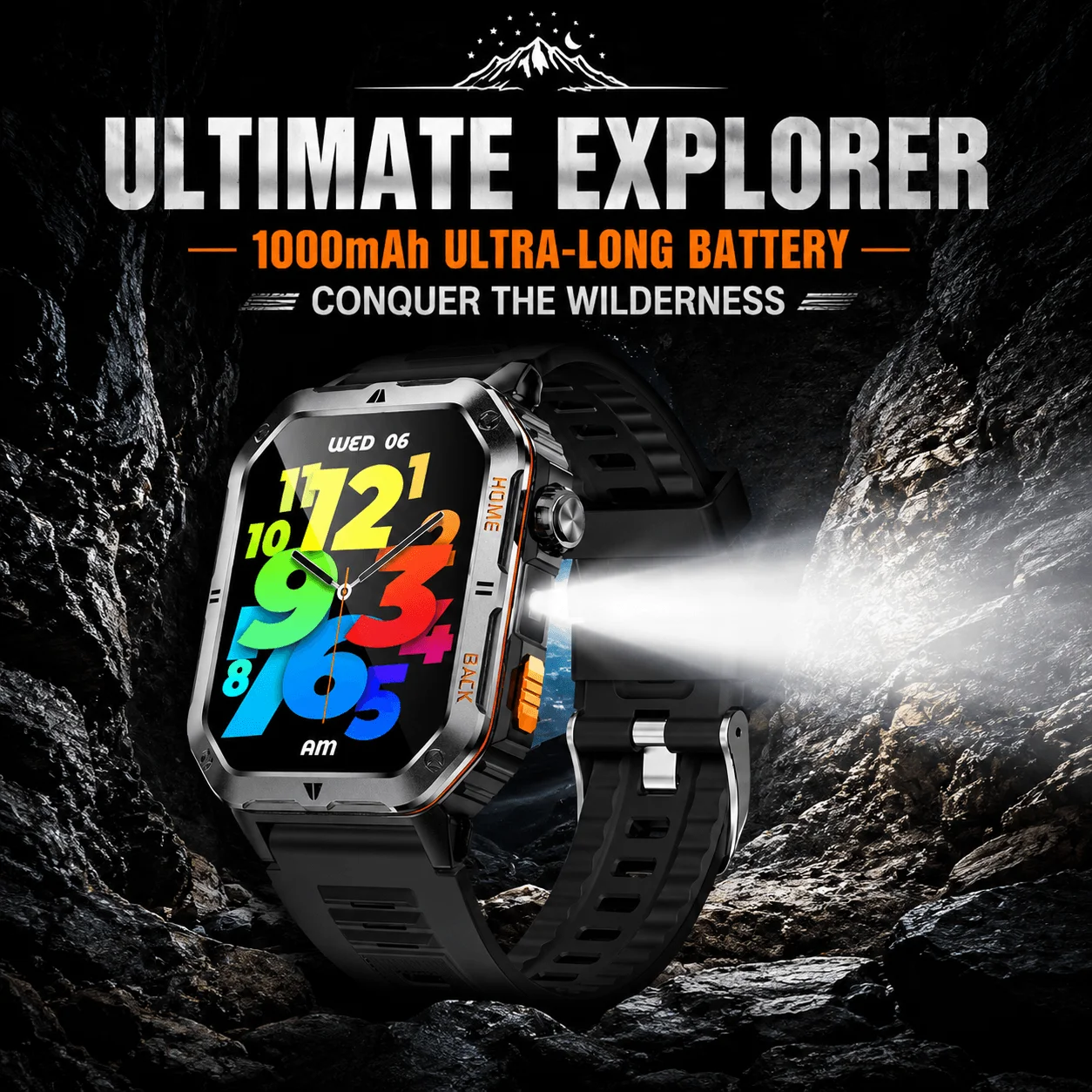 Outdoor Smartwatch Men, Bluetooth Call, IP68 Waterproof, 1000mAh Battery, 2.01" HD Screen, LED Flashlight
Outdoor Smartwatch Men, Bluetooth Call, IP68 Waterproof, 1000mAh Battery, 2.01" HD Screen, LED Flashlight