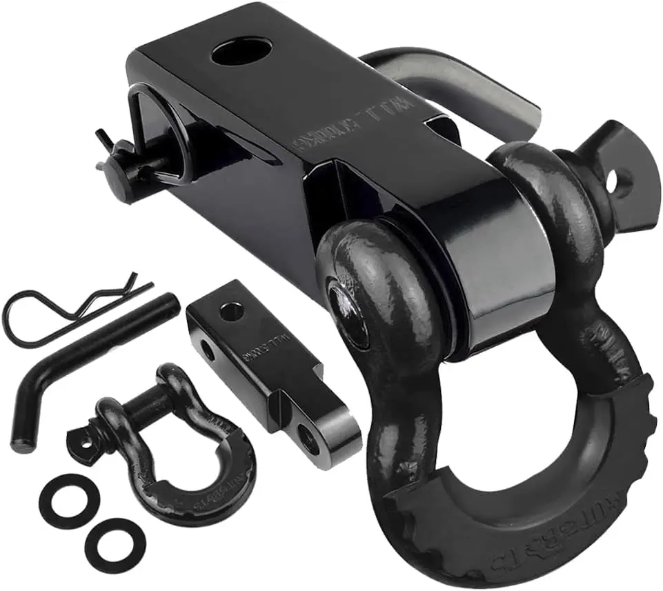 Tow Hitch Receiver 2",45,000 Lbs Break Strength Shackle Hitch Receiver with 5/8"Hitch Pin,3/4 Ring Shackle,Off-Road Black&Black
Tow Hitch Receiver 2",45,000 Lbs Break Strength Shackle Hitch Receiver with 5/8"Hitch Pin,3/4 Ring Shackle,Off-Road Black&Black