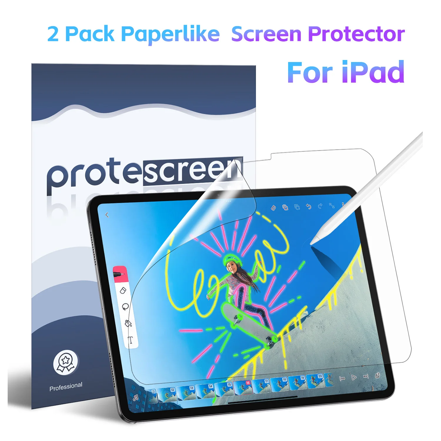 Защитная пленка Protescreen Paperfeel (2 шт.) для iPad Air 11 дюймов M2 M3, антибликовая, для рисования и письма, ощущение бумаги
Защитная пленка Protescreen Paperfeel (2 шт.) для iPad Air 11 дюймов M2 M3, антибликовая, для рисования и письма, ощущение бумаги
