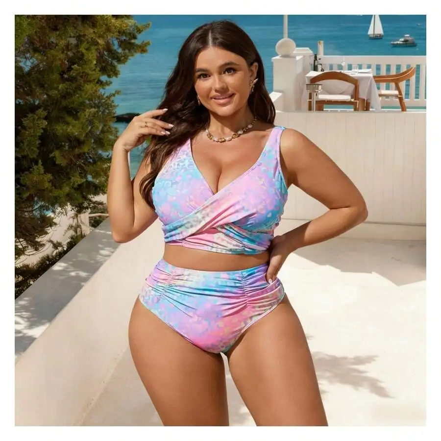 Tie Dye Leopard Print Bikini Set Women High Waisted Cross Front Tummy Control Two Piece Swimsuit
Tie Dye Leopard Print Bikini Set Women High Waisted Cross Front Tummy Control Two Piece Swimsuit