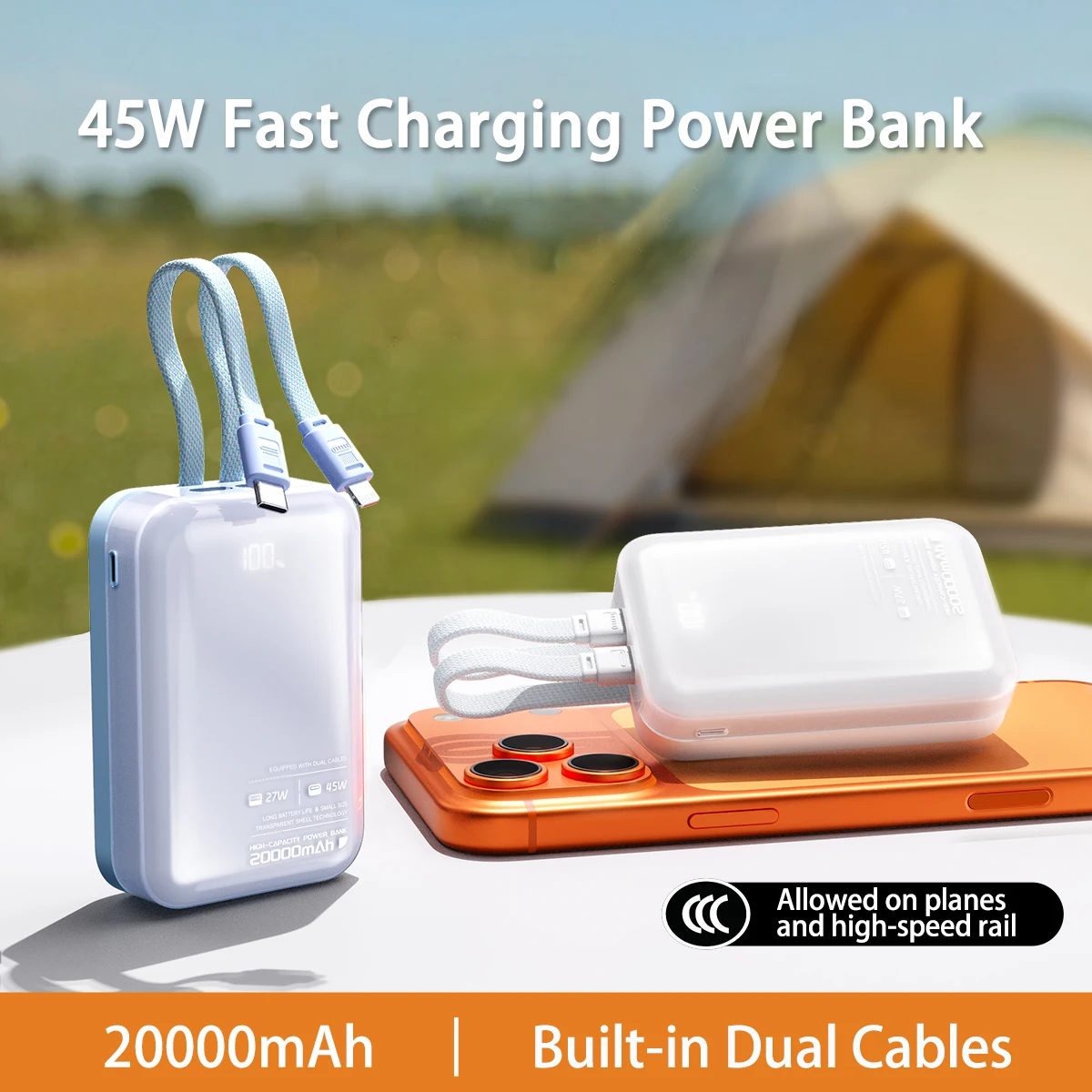 20000mAh Portable Power Bank 45W Type-C Super Fast Charging Built-in Dual Charging Cables for iPhone 17 16 Mobile Phone Xiaomi
20000mAh Portable Power Bank 45W Type-C Super Fast Charging Built-in Dual Charging Cables for iPhone 17 16 Mobile Phone Xiaomi