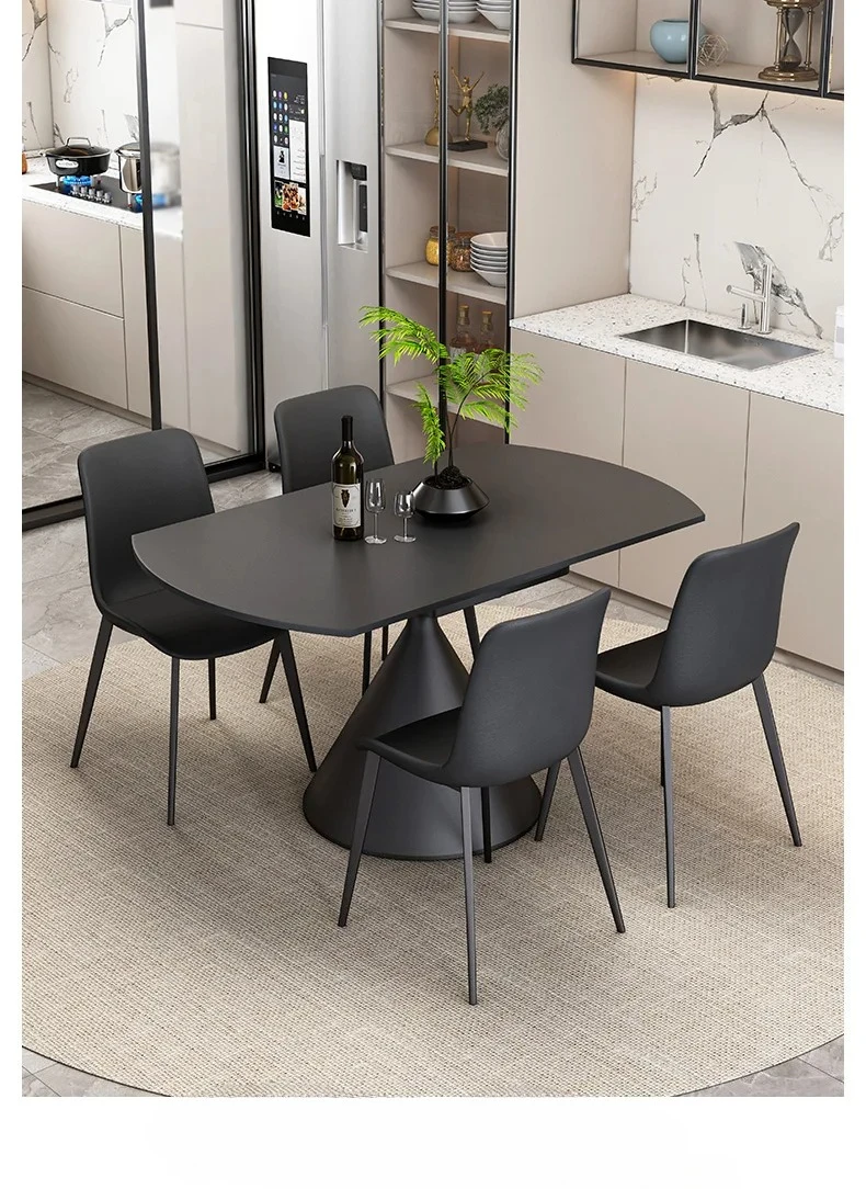 Rotatable retractable dining table black rock slab minimalist light luxury square round dining table and chair combination
Rotatable retractable dining table black rock slab minimalist light luxury square round dining table and chair combination