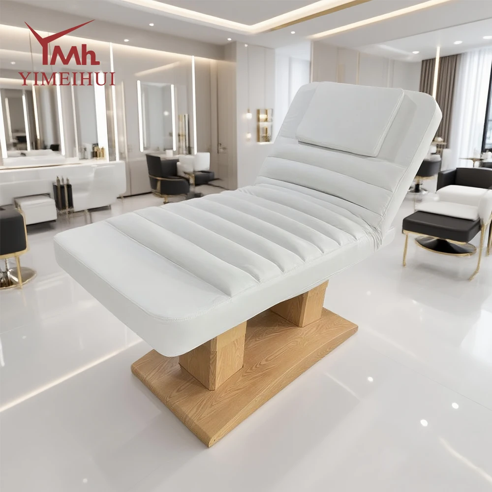 White 4 motors electric reclining massage eyelash medical beds wood grain base beauty spa facial bed
White 4 motors electric reclining massage eyelash medical beds wood grain base beauty spa facial bed
