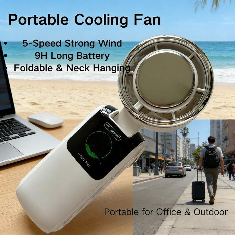 New 5-Speed Strong Cooling Mini Fan, Foldable & Neck Hanging - 9H Long Battery, Powerful Wind with LED for Office Outdoor Travel
New 5-Speed Strong Cooling Mini Fan, Foldable & Neck Hanging - 9H Long Battery, Powerful Wind with LED for Office Outdoor Travel