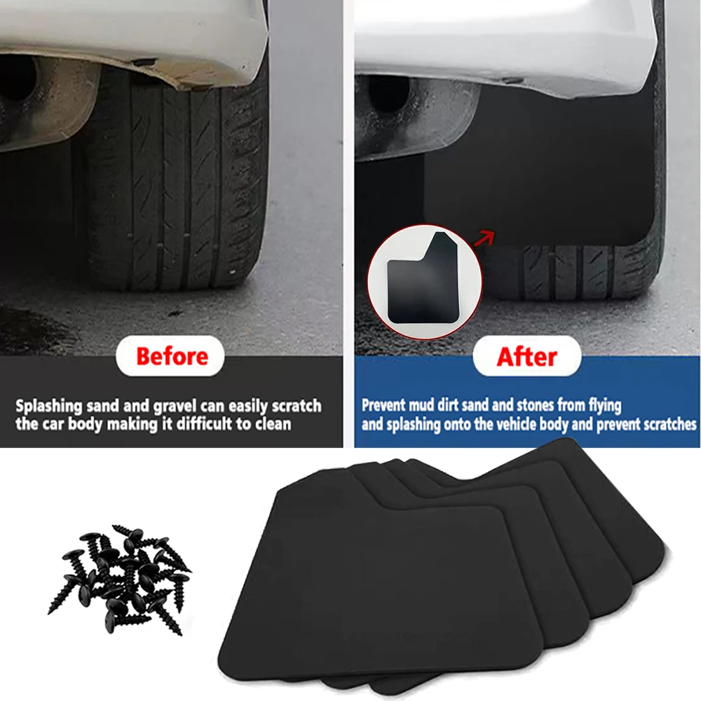 4PCS Car Mud Flaps Universal Front Rear Splash Guards Black Mudguards Fender for Auto SUV Pickup Truck Exterior Parts Accessorie
4PCS Car Mud Flaps Universal Front Rear Splash Guards Black Mudguards Fender for Auto SUV Pickup Truck Exterior Parts Accessorie