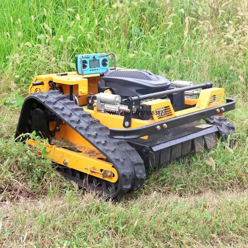 Yellow Remote Control Lawn Mower Cutting Width EPA EURO5 Tracked Crawler 200m Range for Farm Grass Cutter
Yellow Remote Control Lawn Mower Cutting Width EPA EURO5 Tracked Crawler 200m Range for Farm Grass Cutter