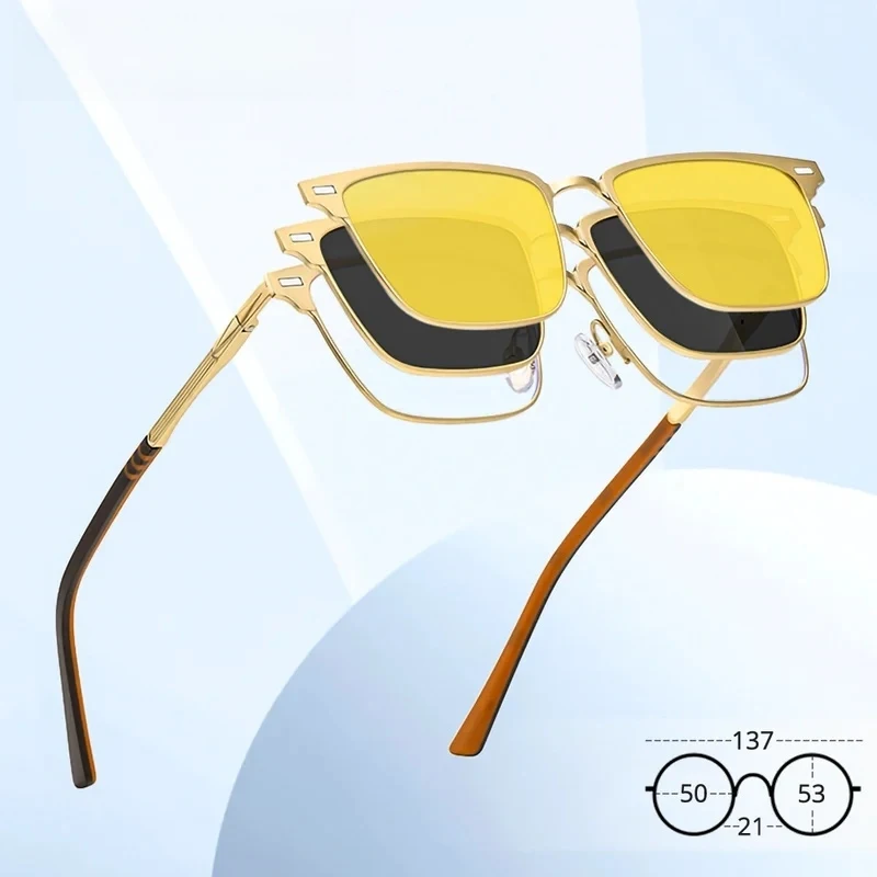 New Fashion Brand Aluminum Magnetic Sunglasses for Man 3 in 1 Polarized Clip-On Driver Glasses Square Optic Prescription Frame
New Fashion Brand Aluminum Magnetic Sunglasses for Man 3 in 1 Polarized Clip-On Driver Glasses Square Optic Prescription Frame