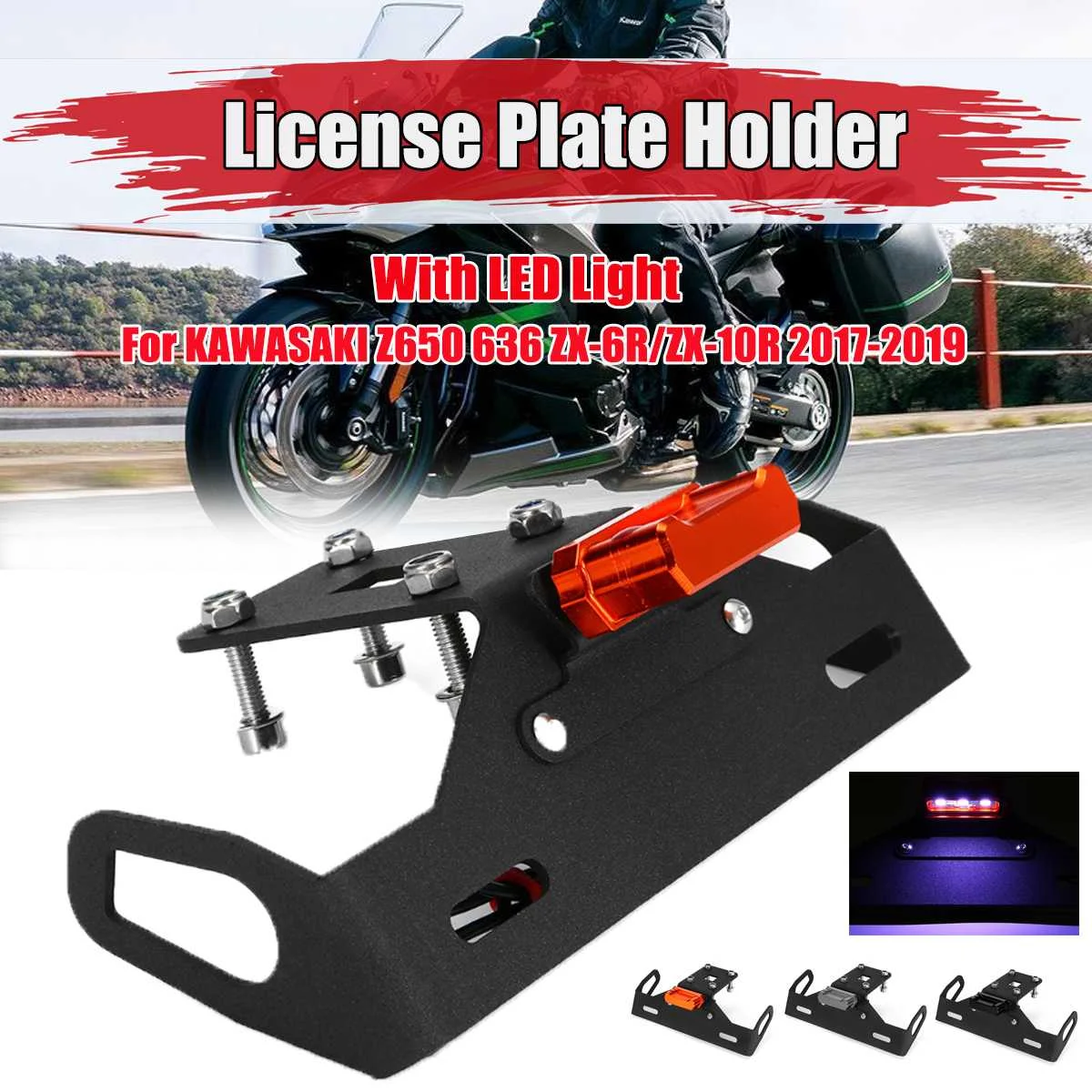 Motorcycle License Plate Holder Frame Motorbike Scooter LED License Plate Light For KAWASAKI Z650 636 ZX-6R/ZX-10R 2017-2019
Motorcycle License Plate Holder Frame Motorbike Scooter LED License Plate Light For KAWASAKI Z650 636 ZX-6R/ZX-10R 2017-2019