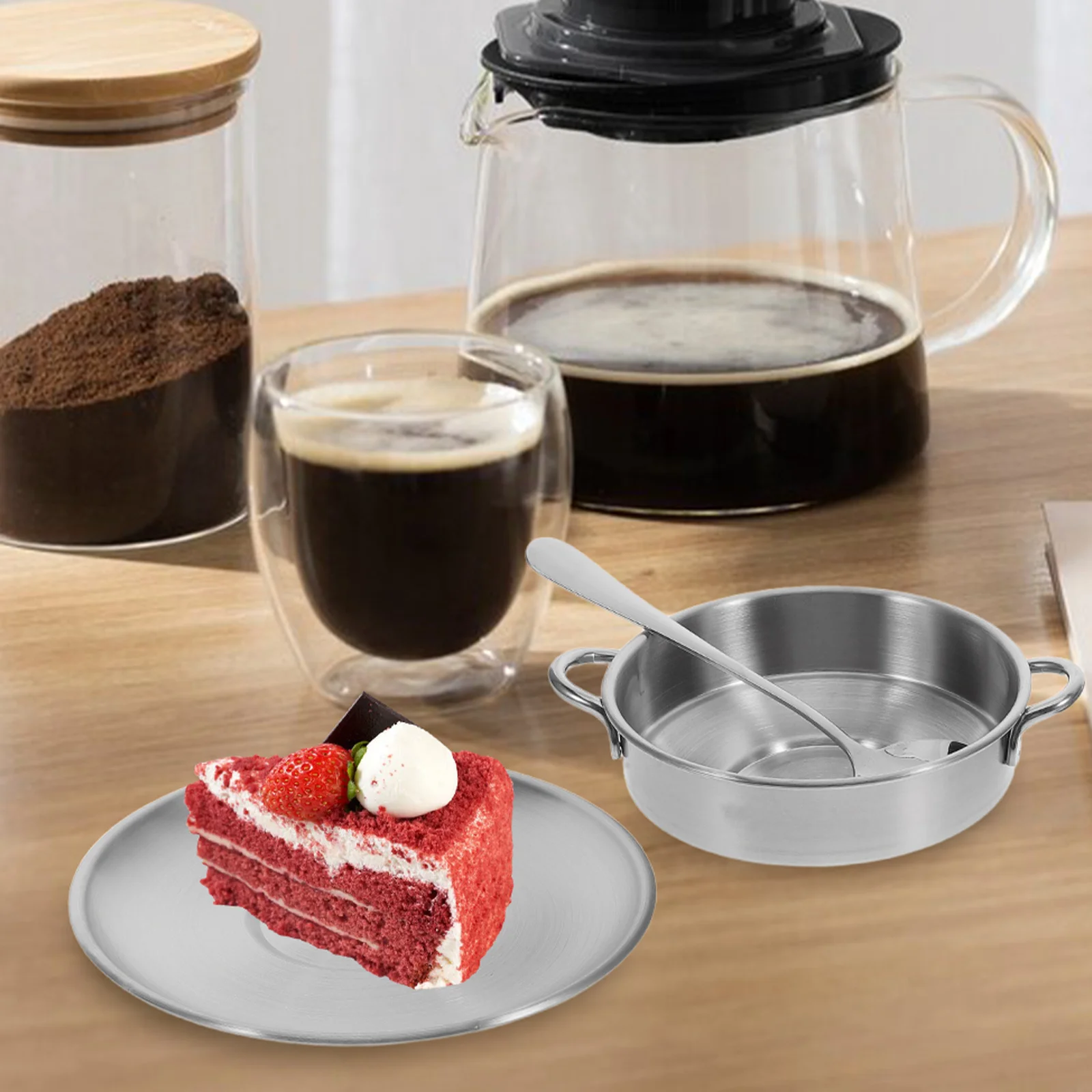 1pcs 1 Set Stainless Steel Dessert Bowl: Dual Handle Ice Cream Serving Set Round Tray Included Kitchenware For Parties
1pcs 1 Set Stainless Steel Dessert Bowl: Dual Handle Ice Cream Serving Set Round Tray Included Kitchenware For Parties