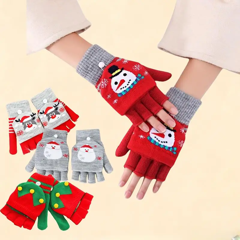 Christmas Cartoon Knitted Flip Top Gloves Snowman Elk Mittens Thick Warm Soft Festival Gift Outdoor Coldroof Half Finger Gloves
Christmas Cartoon Knitted Flip Top Gloves Snowman Elk Mittens Thick Warm Soft Festival Gift Outdoor Coldroof Half Finger Gloves