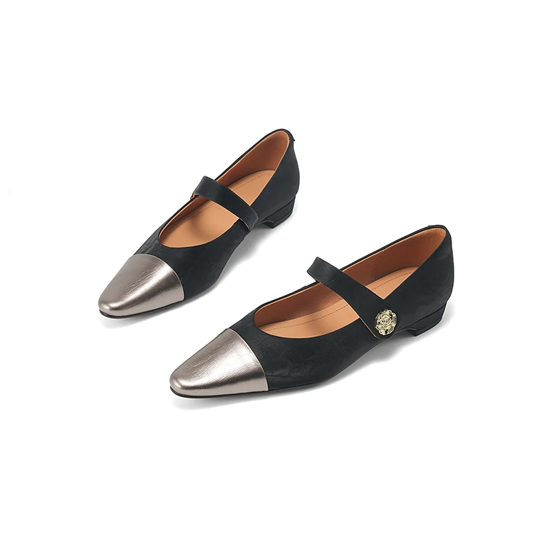 Silky Split Cowhide Mary Jane Shoes Pointed Toe Flat Heel Golden Camellia Two-Tone Cushioned Insole Black Champagne Korean Style
Silky Split Cowhide Mary Jane Shoes Pointed Toe Flat Heel Golden Camellia Two-Tone Cushioned Insole Black Champagne Korean Style