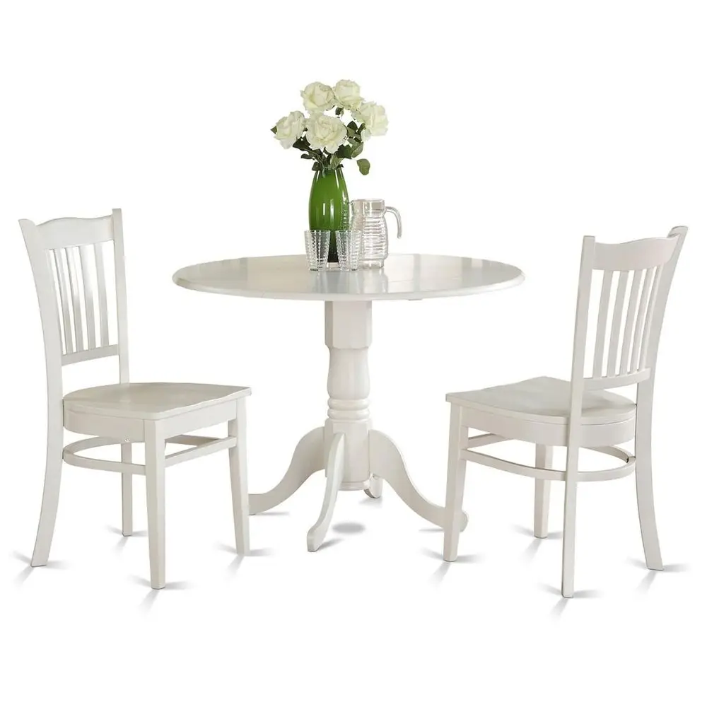 DLGR3WHIW 3 Piece Dining Table Set for Small Spaces Contains a Round Dining Room Table with Dropleaf and 2 Wood Seat Chairs, 42
DLGR3WHIW 3 Piece Dining Table Set for Small Spaces Contains a Round Dining Room Table with Dropleaf and 2 Wood Seat Chairs, 42