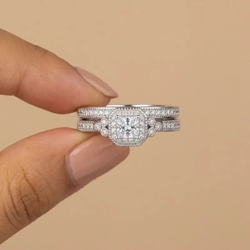 Trendy Temperament Square Cubic Zircon Rings Sets for Women Silver Colour High Quality Female Accessories Wedding Party Jewelry
Trendy Temperament Square Cubic Zircon Rings Sets for Women Silver Colour High Quality Female Accessories Wedding Party Jewelry