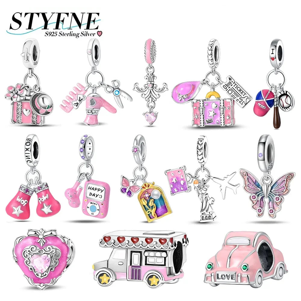 925 Sterling Silver Pink Series Boxing Set Suitcase Baseball Cap Earphone Comb Charms Fit DIY Bracelet Necklace Jewelry Gift
925 Sterling Silver Pink Series Boxing Set Suitcase Baseball Cap Earphone Comb Charms Fit DIY Bracelet Necklace Jewelry Gift