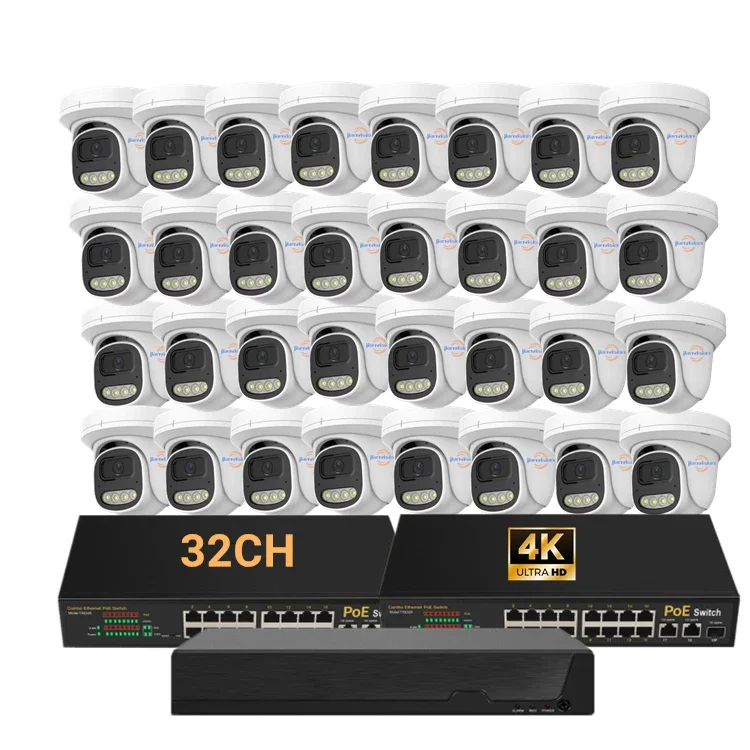 Jianvision 4K 8MP PoE Dome Camera System 32-Channel Wide-Angle Color Night Vision Built-In Mic Remote View Mobile Phone via NVR
Jianvision 4K 8MP PoE Dome Camera System 32-Channel Wide-Angle Color Night Vision Built-In Mic Remote View Mobile Phone via NVR