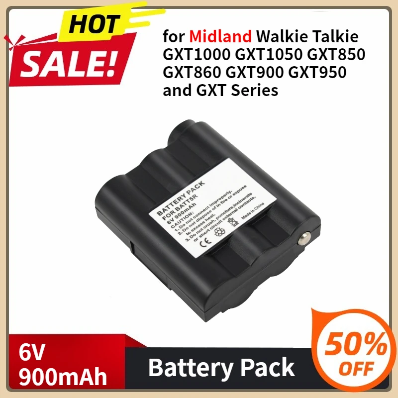 Для Midland Walkie Talkie GXT1000 GXT1050 GXT850 GXT860 GXT900 GXT950 и цифровой аккумулятор серии GXT BATT-5R 6 В 900 мАч 
Для Midland Walkie Talkie GXT1000 GXT1050 GXT850 GXT860 GXT900 GXT950 и цифровой аккумулятор серии GXT BATT-5R 6 В 900 мАч