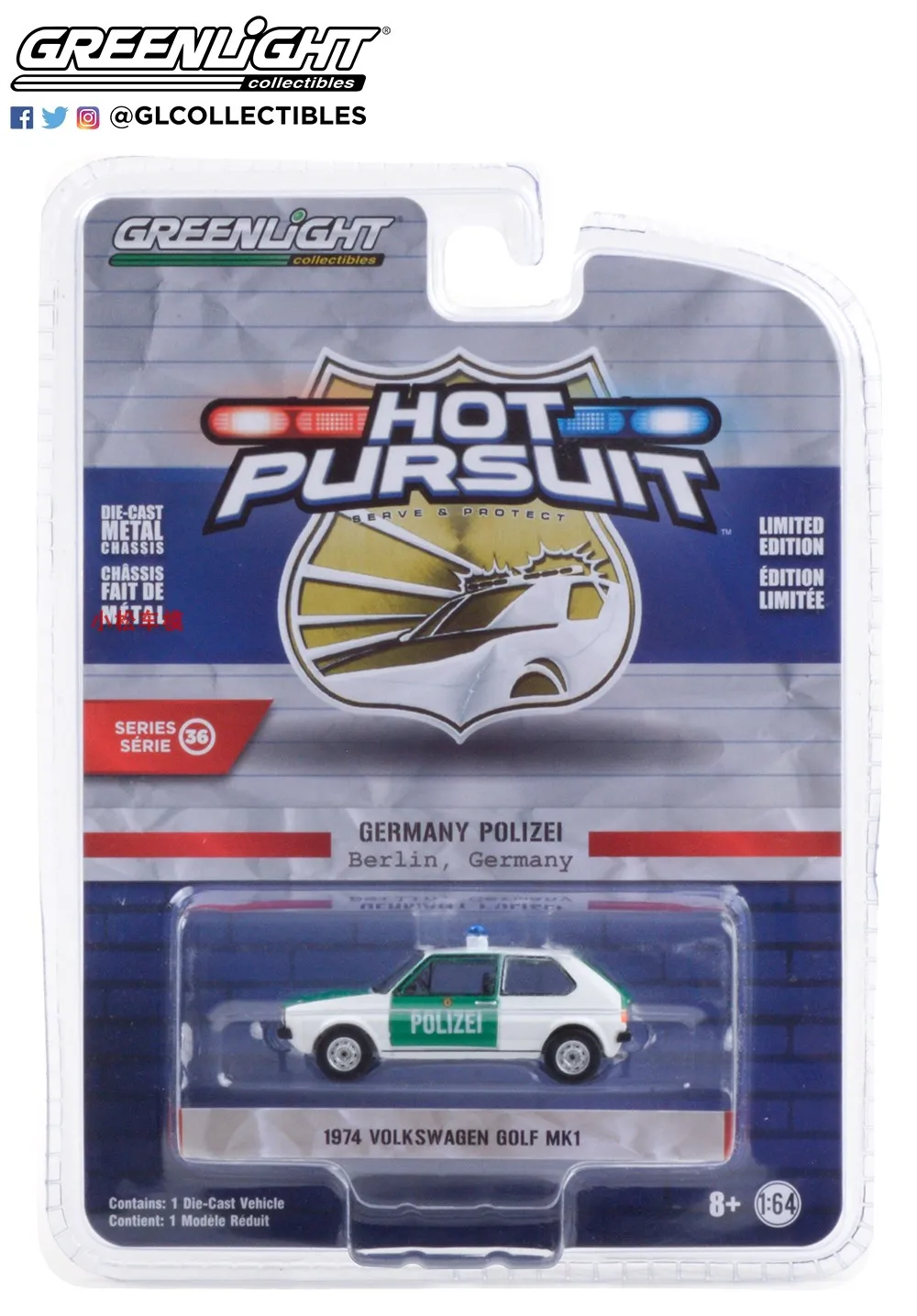 GreenLight 1:64 1974 VW Golf Mk1 Heat Tracking 36 Volkswagen Golf Police Коллекционная модель автомобиля из литого сплава, подарок
GreenLight 1:64 1974 VW Golf Mk1 Heat Tracking 36 Volkswagen Golf Police Коллекционная модель автомобиля из литого сплава, подарок
