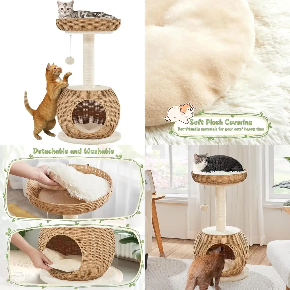 29,5-дюймовая домашняя ротанговая башня для кошек с когтеточкой, тканым кондотом и мягким верхом.
29,5-дюймовая домашняя ротанговая башня для кошек с когтеточкой, тканым кондотом и мягким верхом.