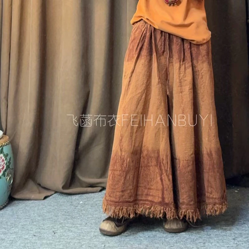 26 New Arrival Spring Women Tassel Tie Dye Design Cotton Linen Ankle-length Pants Casual Loose Elastic Waist Wide Leg Pants F179
26 New Arrival Spring Women Tassel Tie Dye Design Cotton Linen Ankle-length Pants Casual Loose Elastic Waist Wide Leg Pants F179