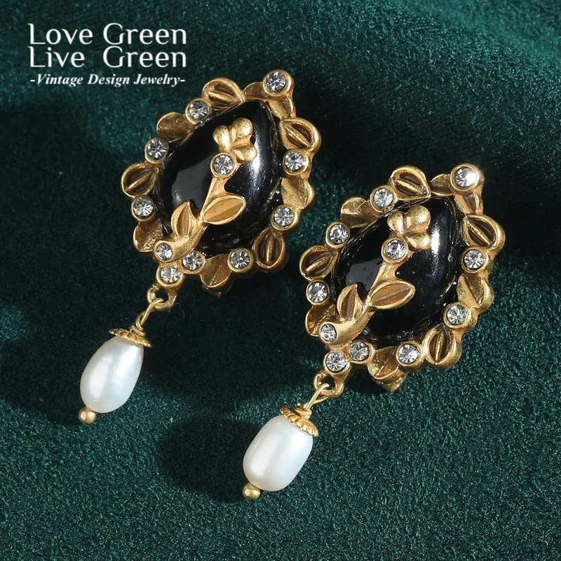 Vintage Black Agate Flower Earrings Gold Color Natural Drop Pearl Water Droplet Rhinestones Retro Luxury Quality Jewelry 2025
Vintage Black Agate Flower Earrings Gold Color Natural Drop Pearl Water Droplet Rhinestones Retro Luxury Quality Jewelry 2025